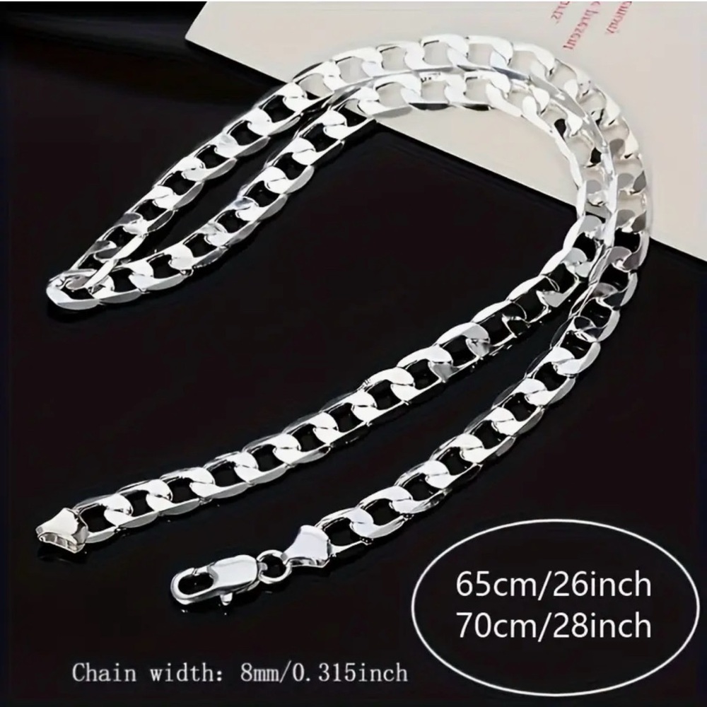 Chunky 8mm Wide Unisex Stainless Steel Cuban Link Necklace 26” - Picture 7 of 9